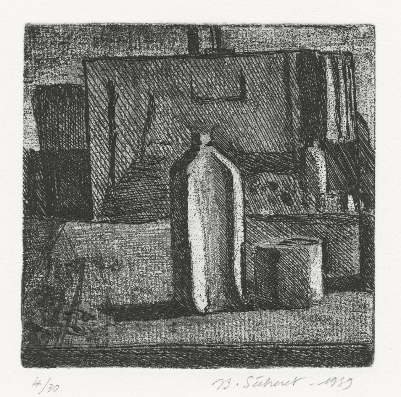 Still life in front of a easel