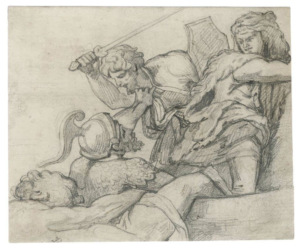 Géricault – Copie d’un détail de la Bataille du pont Milvius, de Giulio Romano