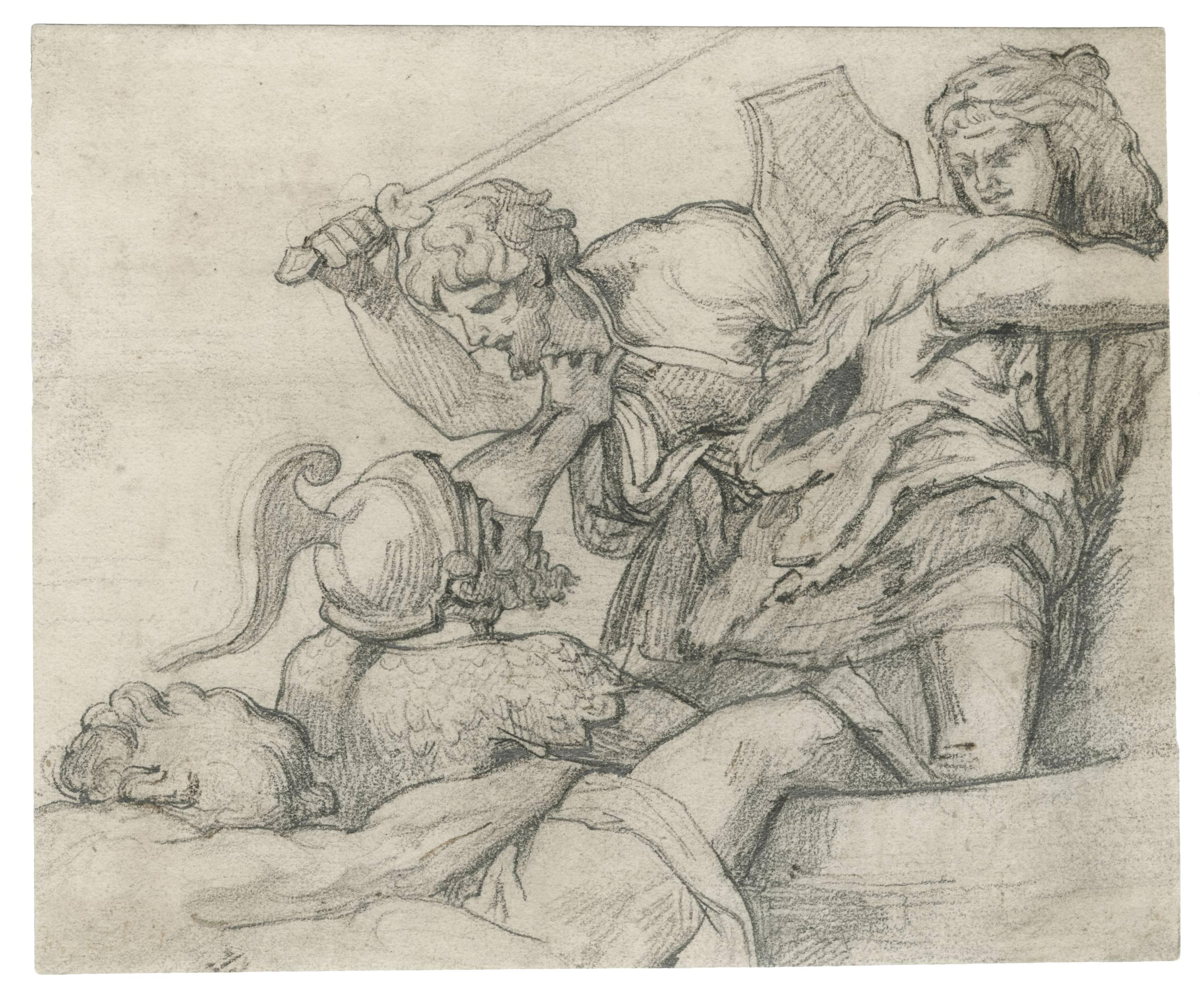 Copy of a detail of the Pont Milvius battle of Giulio Romano