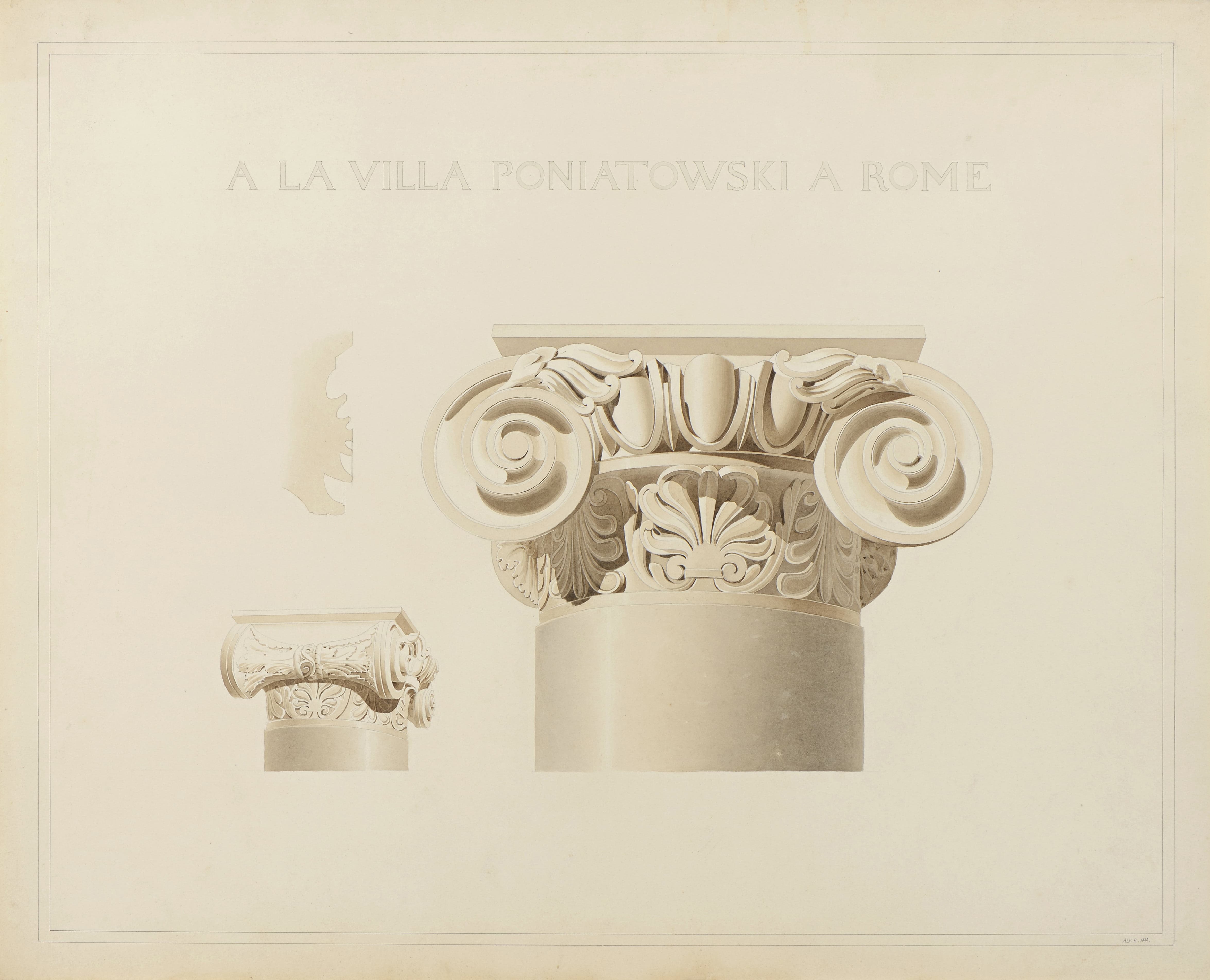 Chapiteau ionique, Villa Poniatowski, Rome