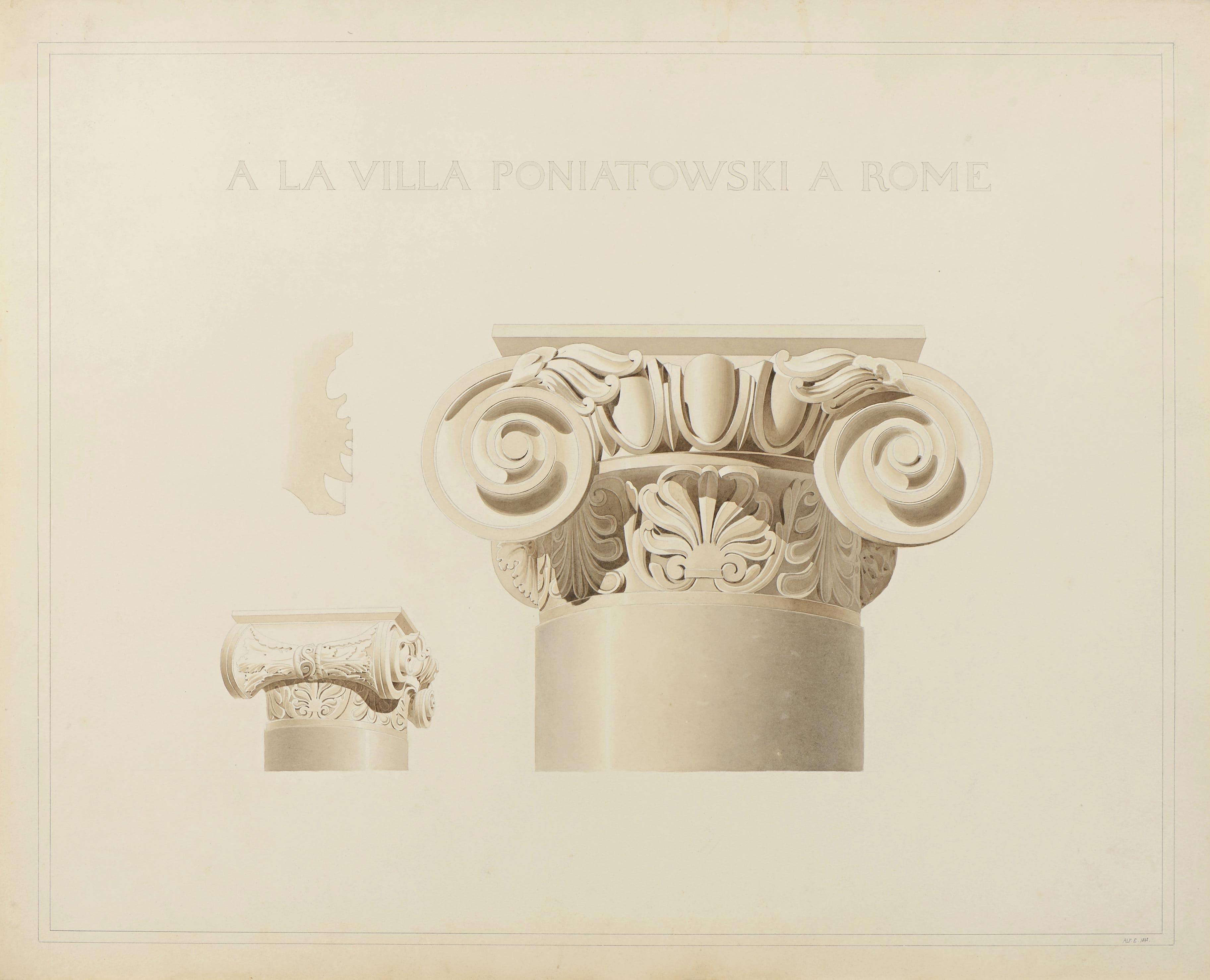 Ionic capital, Villa Poniatowski, Rome