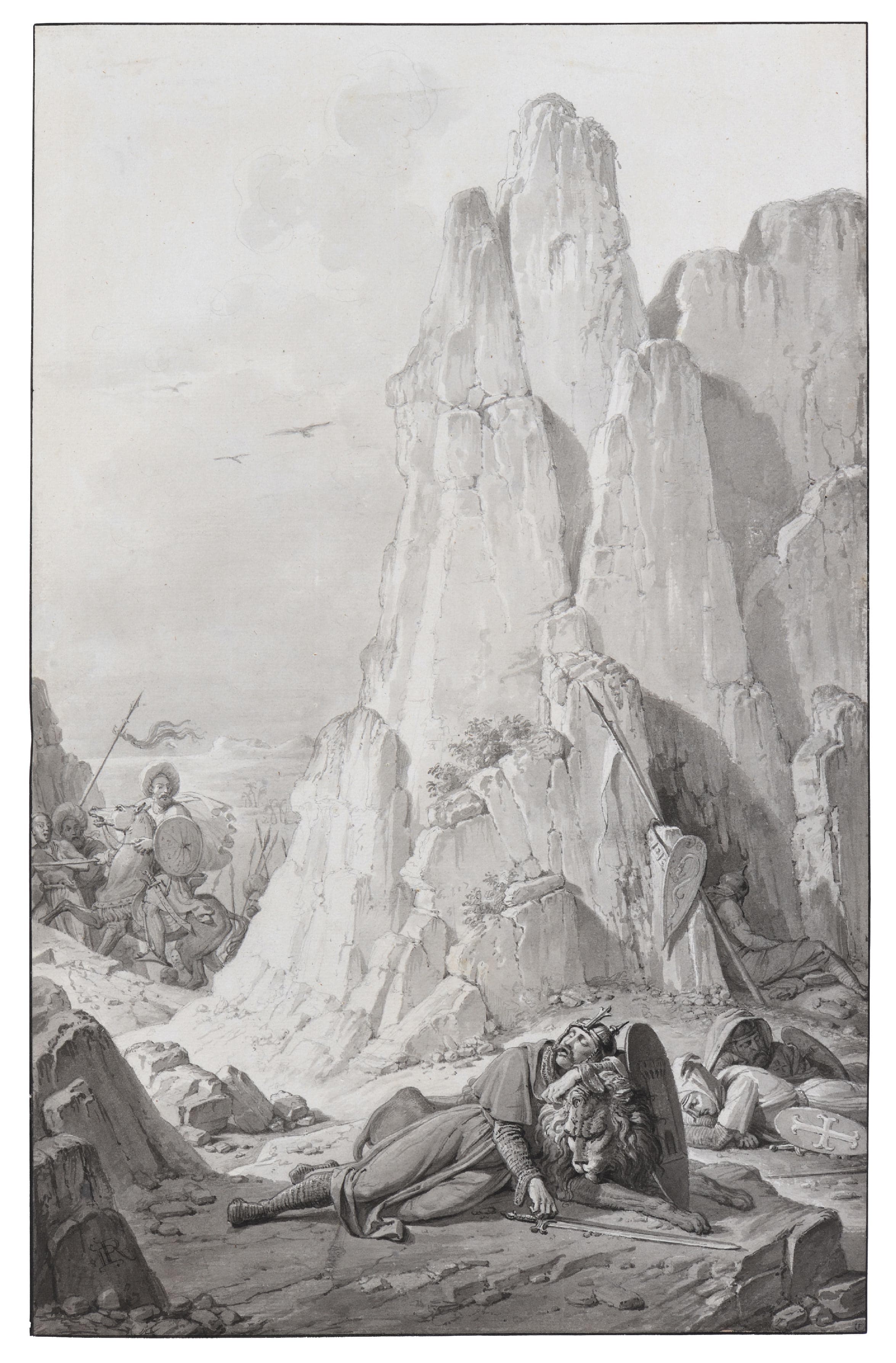 Geoffroy de la Tour endormi sur son lion