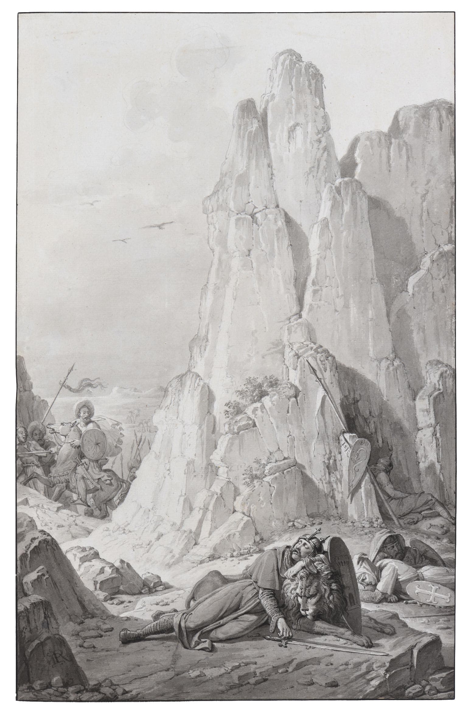 Geoffroy de la Tour endormi sur son lion