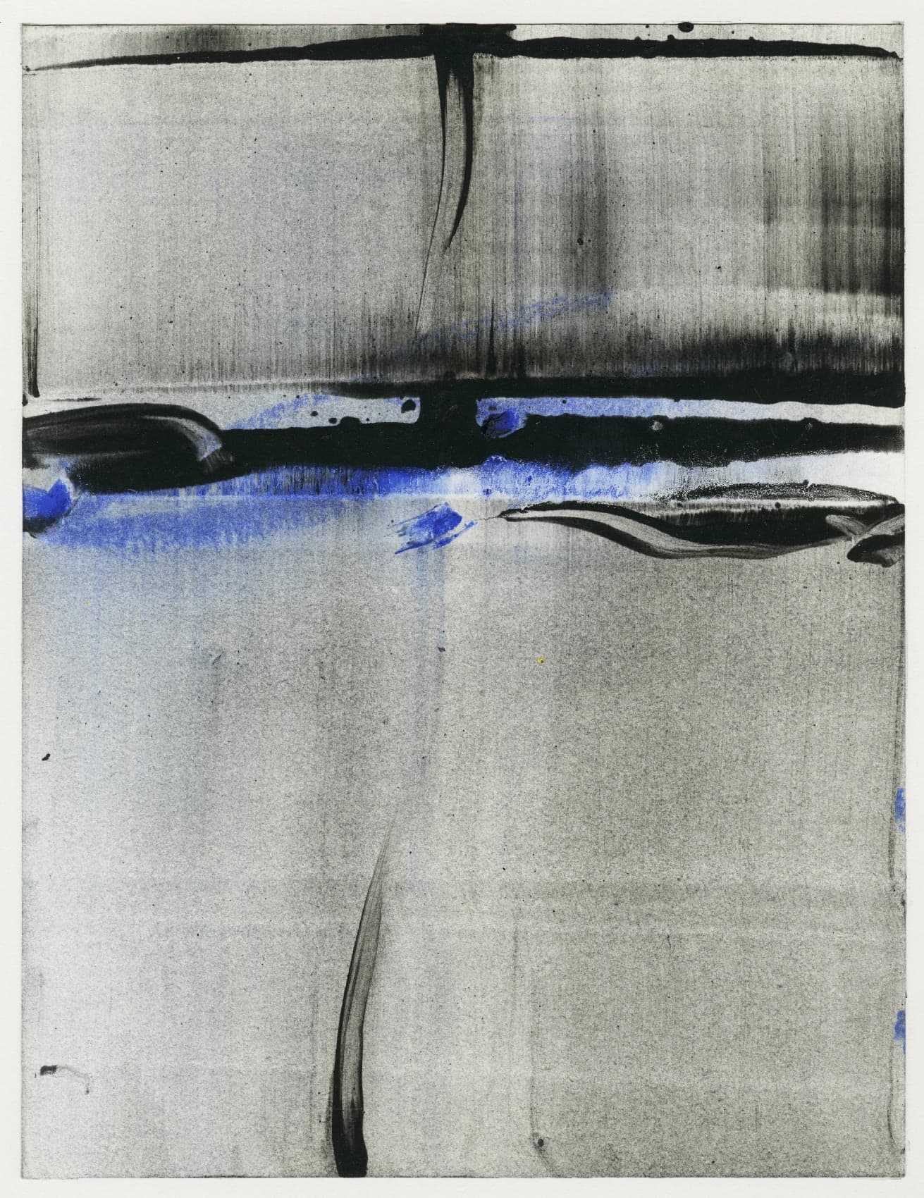 Sans titre (composition abstraite en noir, gris et bleu)