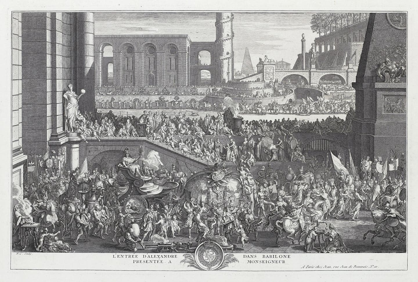 Représentation des Machines qui ont servi à eslever les deux grandes pierres qui couvrent le fronton de la principale entrée du Louvre