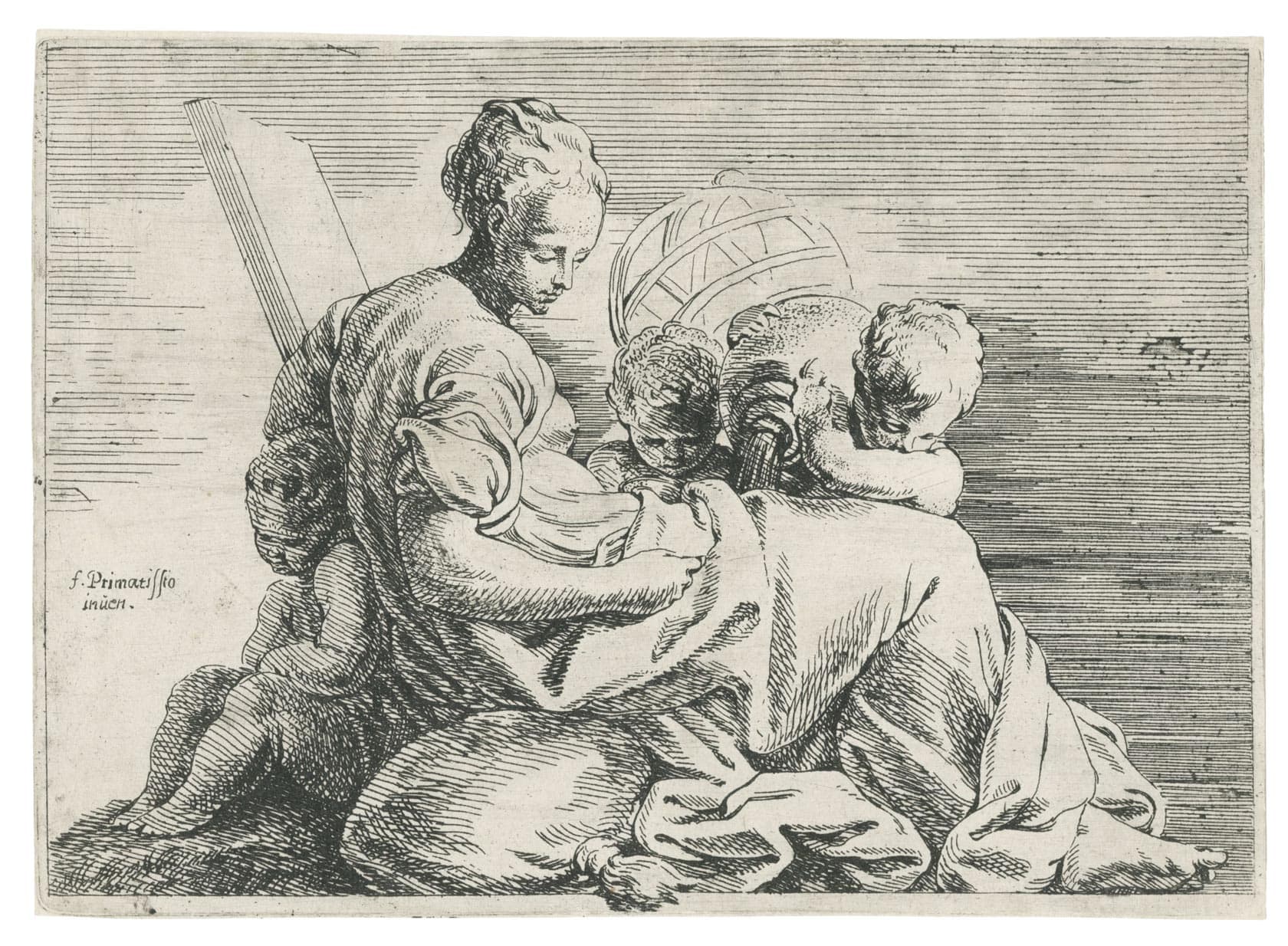 Woman Seated with Three Children