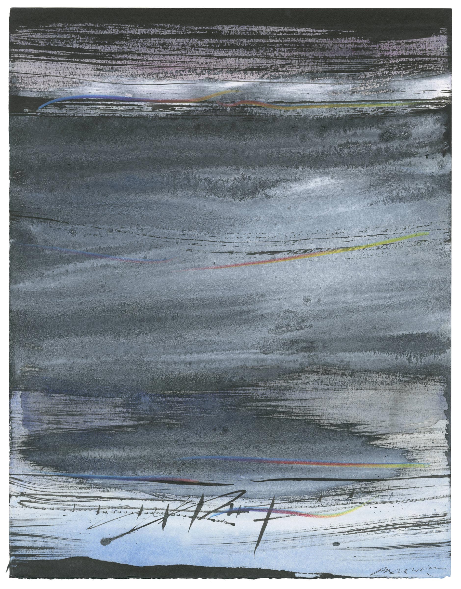 Sans titre (composition en noir et bleu avec quelques touches de couleur)