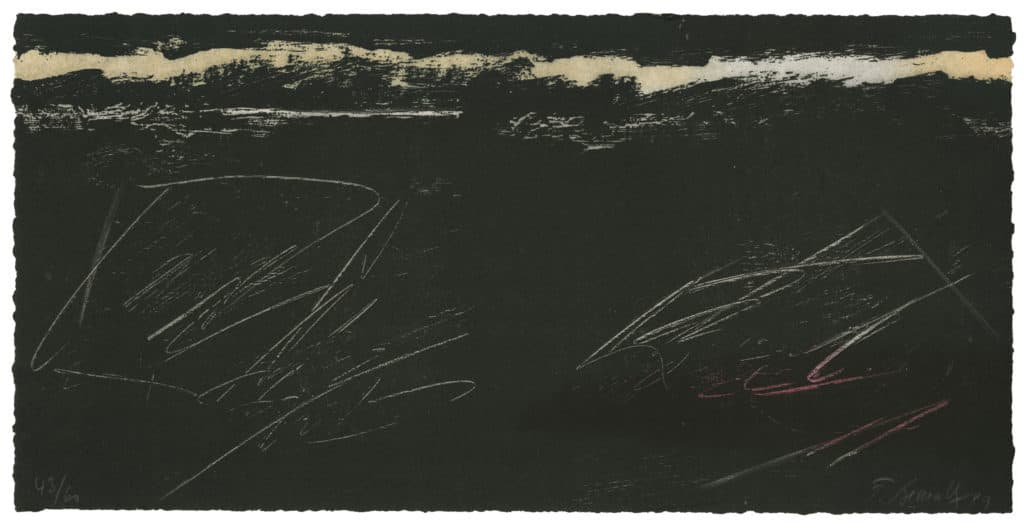 Benrath – Sans titre (composition en noir, ocre et rouge)