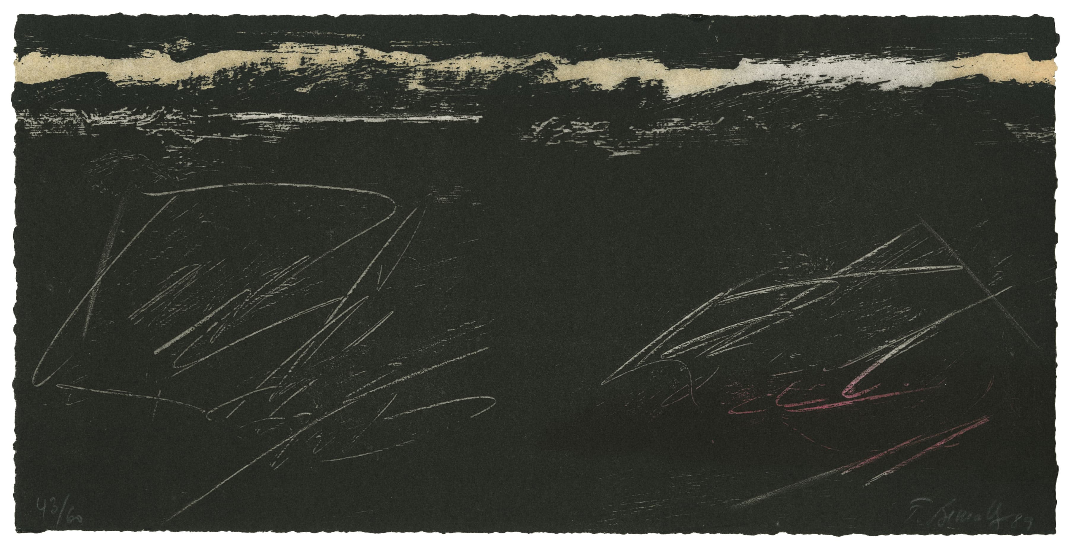 Sans titre (composition en noir, ocre et rouge)