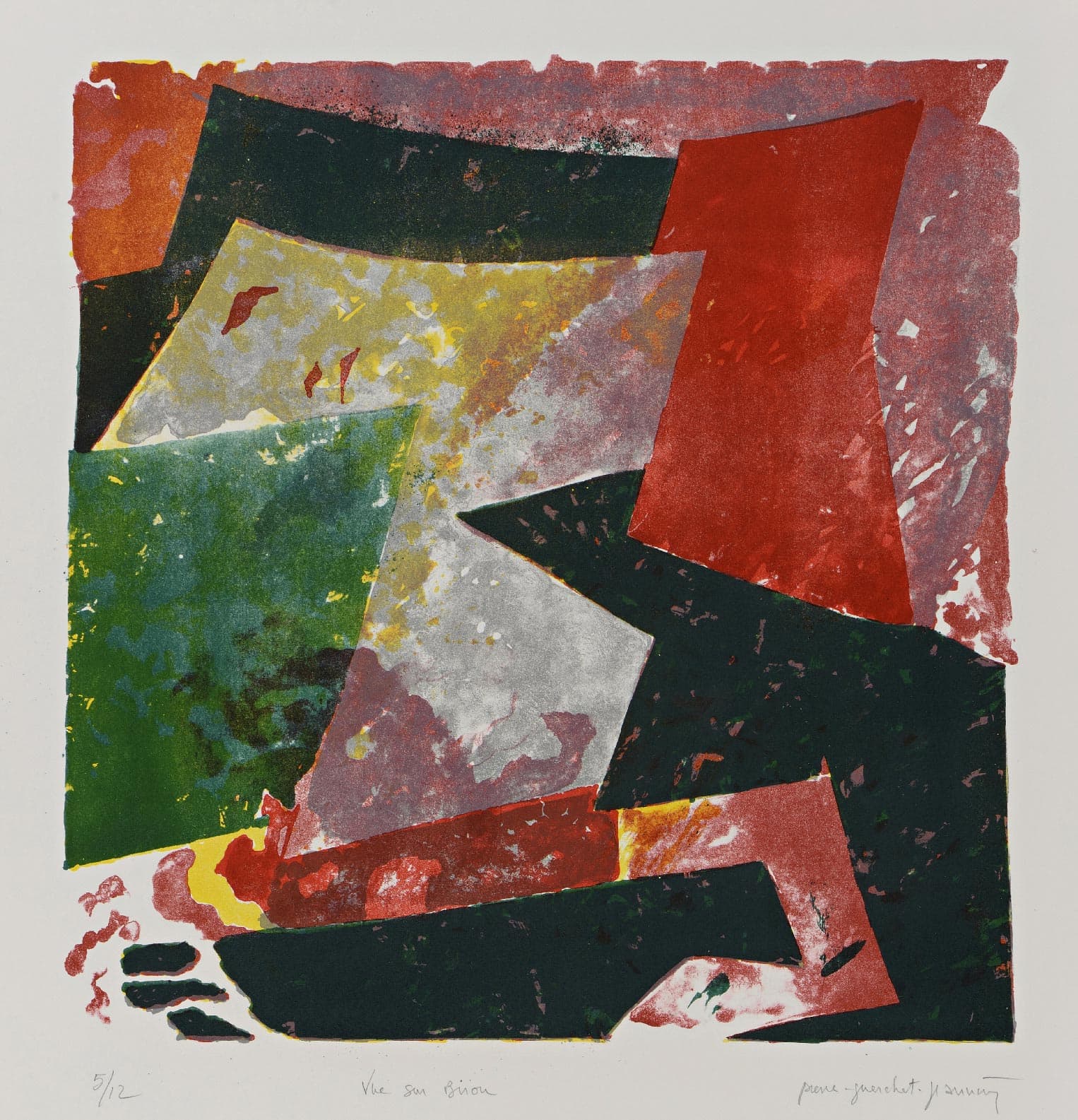 View on Biroir (composition on red, grey and green)