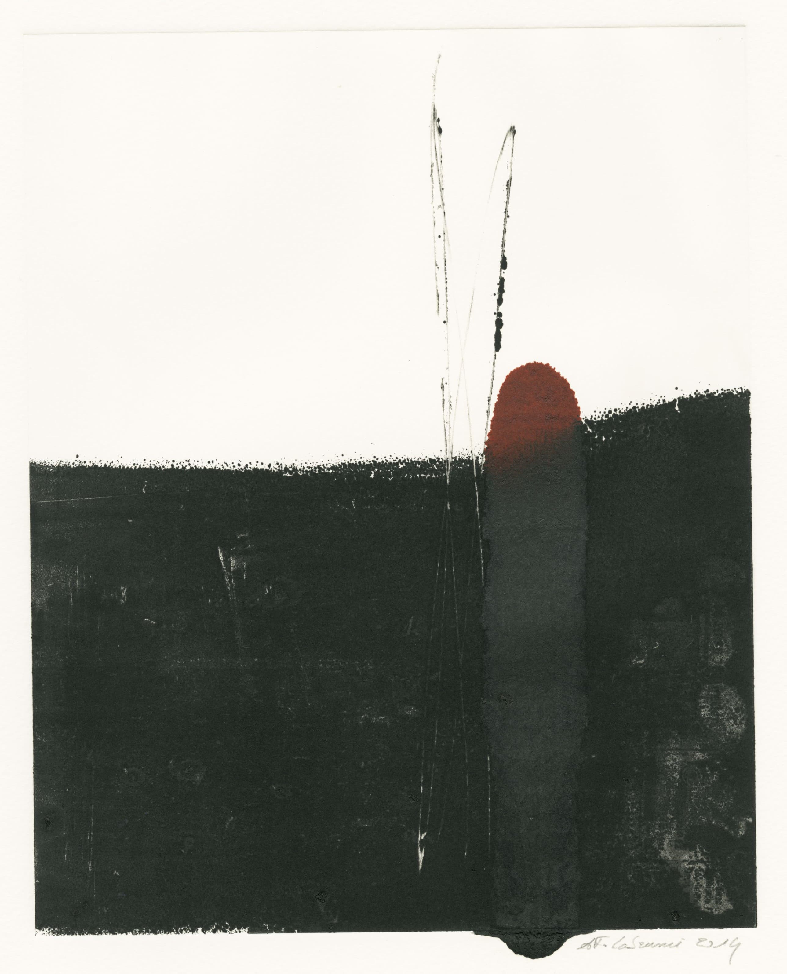 LABRUNIE Anne-Flore — Untitled (composition in black, green and red-brown)