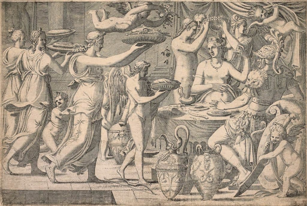 Davent – Mars et Vénus servis à table par l’Amour et les trois grâces