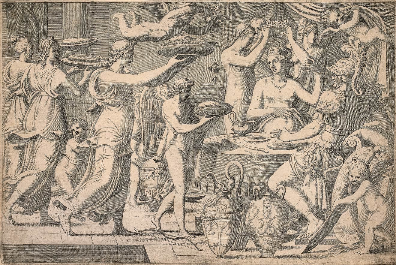 Mars et Vénus servis à table par l’Amour et les trois grâces