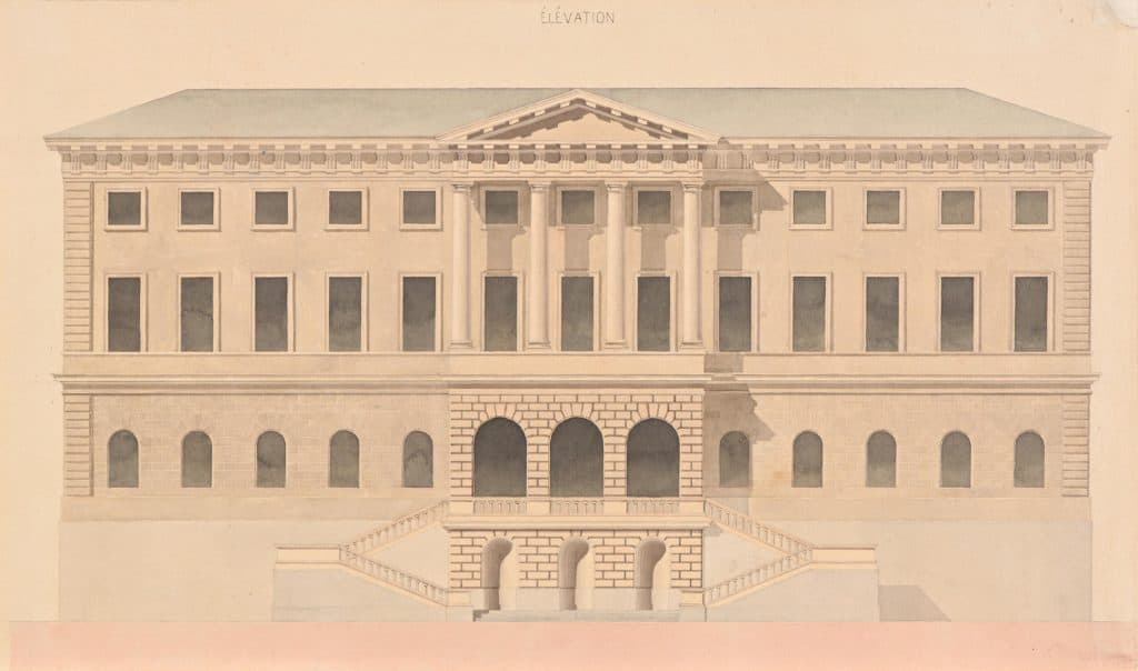 Ecole française XIXe – Élévation d’un bâtiment (néo) classique