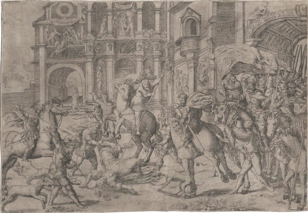 Ecole française XVIe siècle – Le meurtre de Jézabel