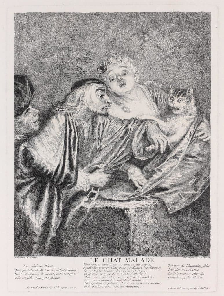 Watteau (d&rsquo;après) – Le chat malade…
