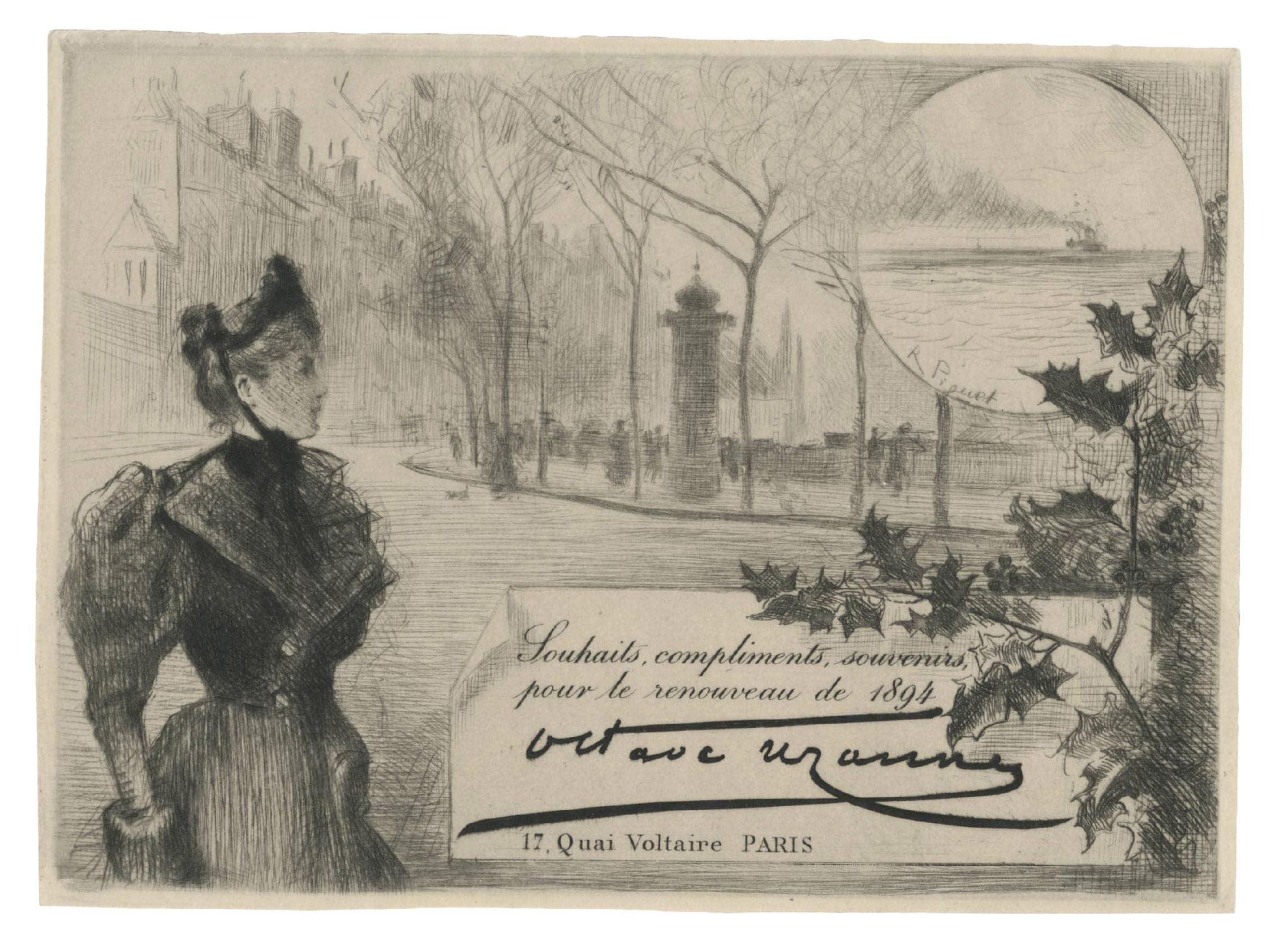 Carte de voeux du marchand Octave Uzanne