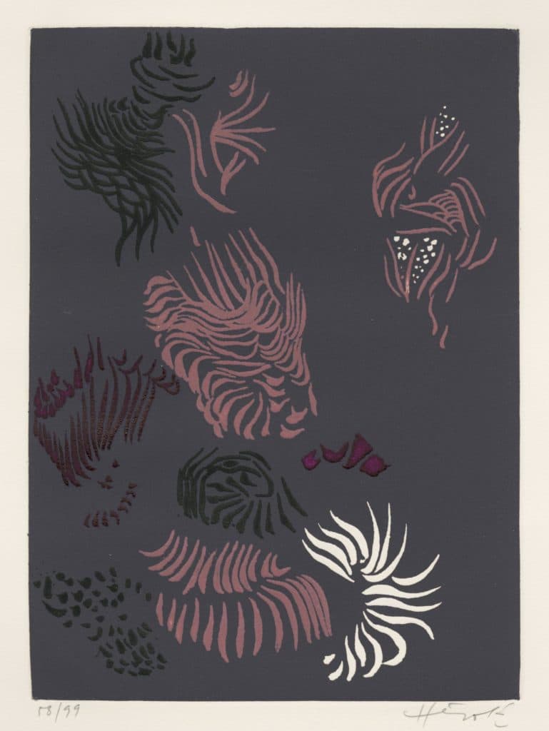 Hérold – Sans titre (composition abstraite en violet, rose, noir et blanc)