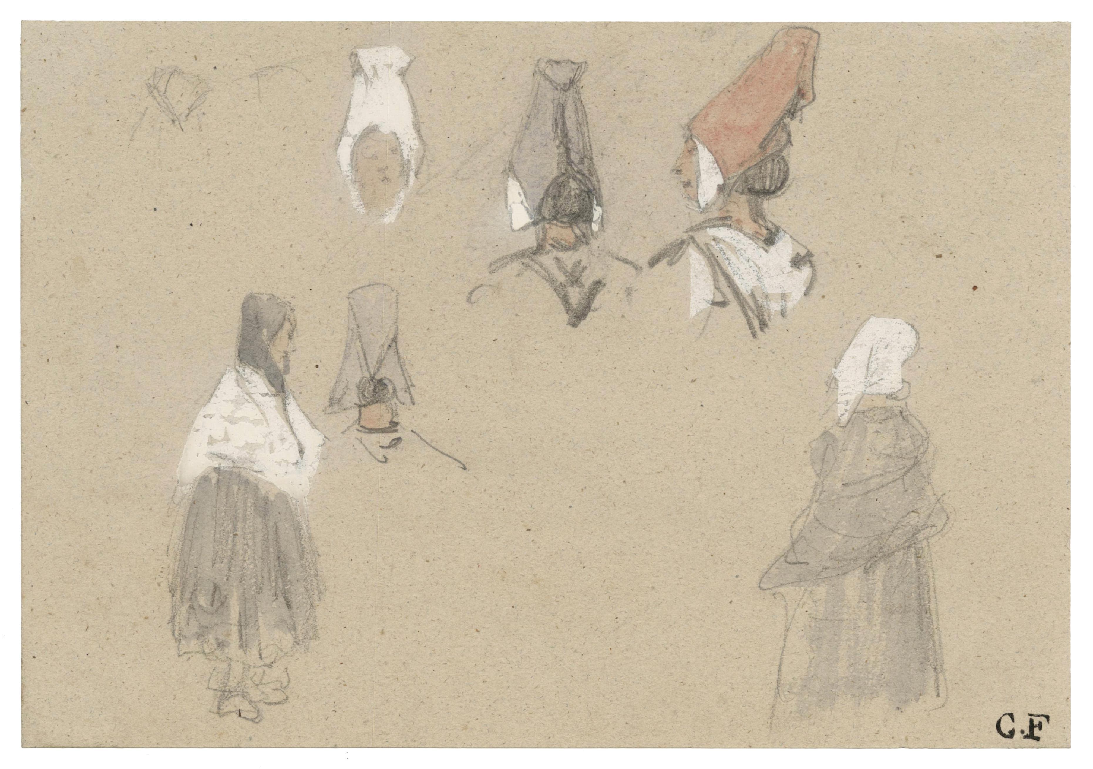 Feuille d’études de coiffes bretonnes