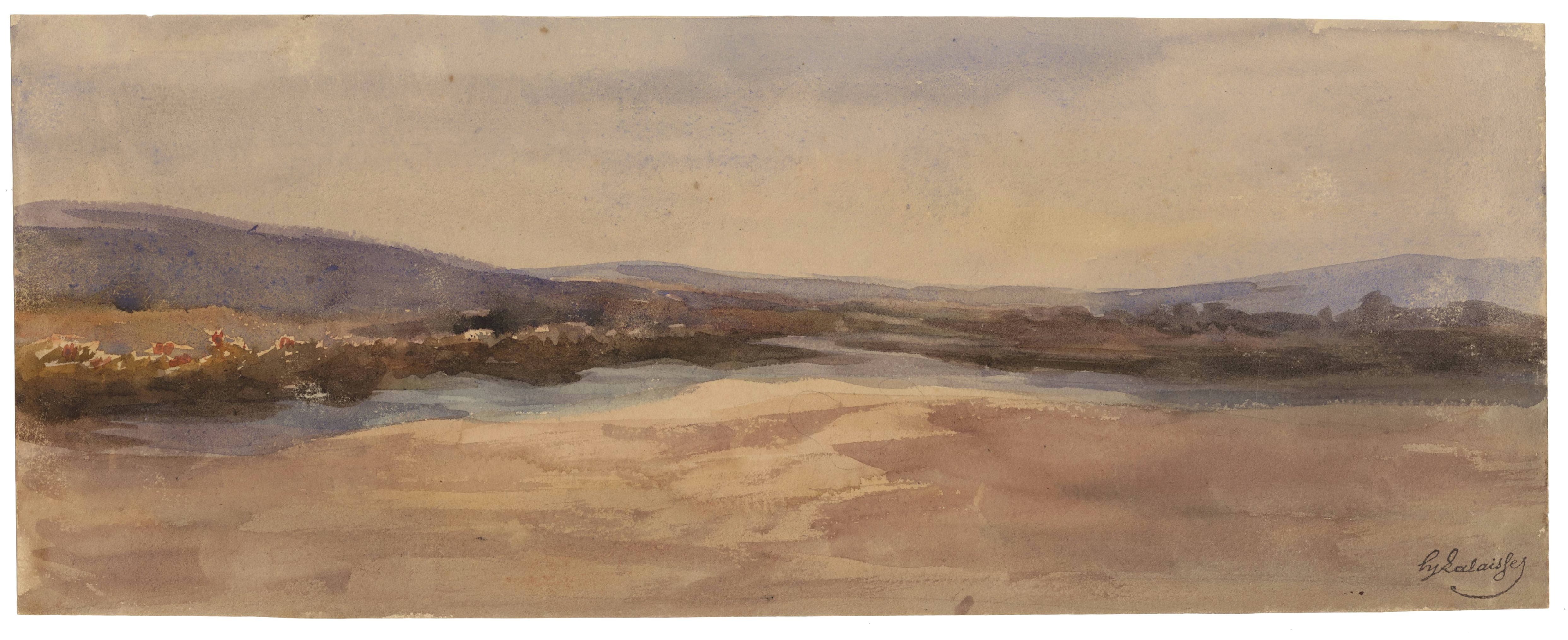 Rivière serpentant dans un paysage vallonné