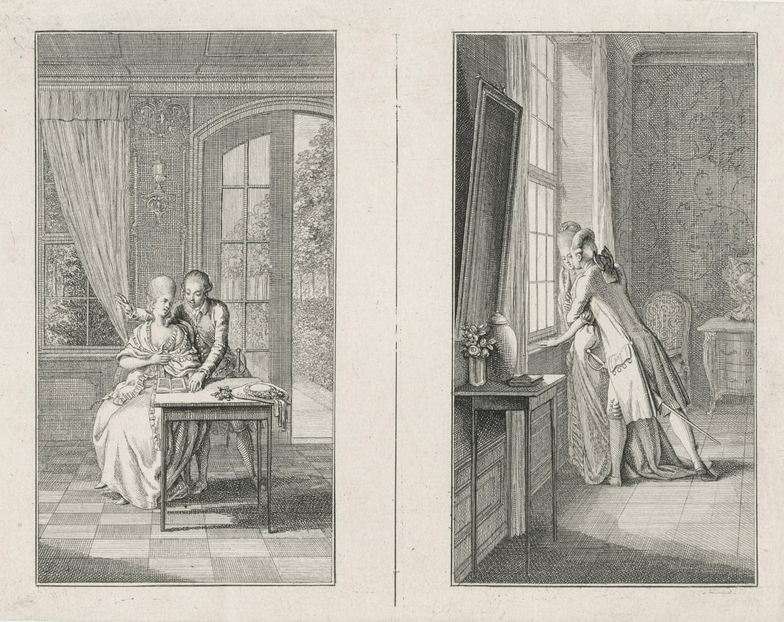 Couple reading a book and Couple facing a window