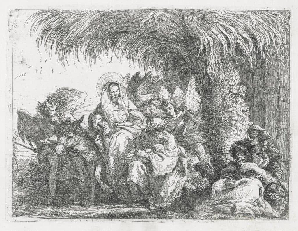 Tiepolo – Marie sur l’âne parle à Joesph