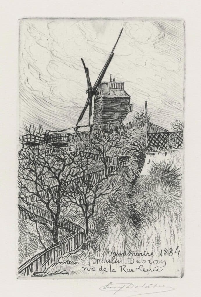 Delâtre (Eugène) – Le Moulin Debray, vue de la Rue Lepic