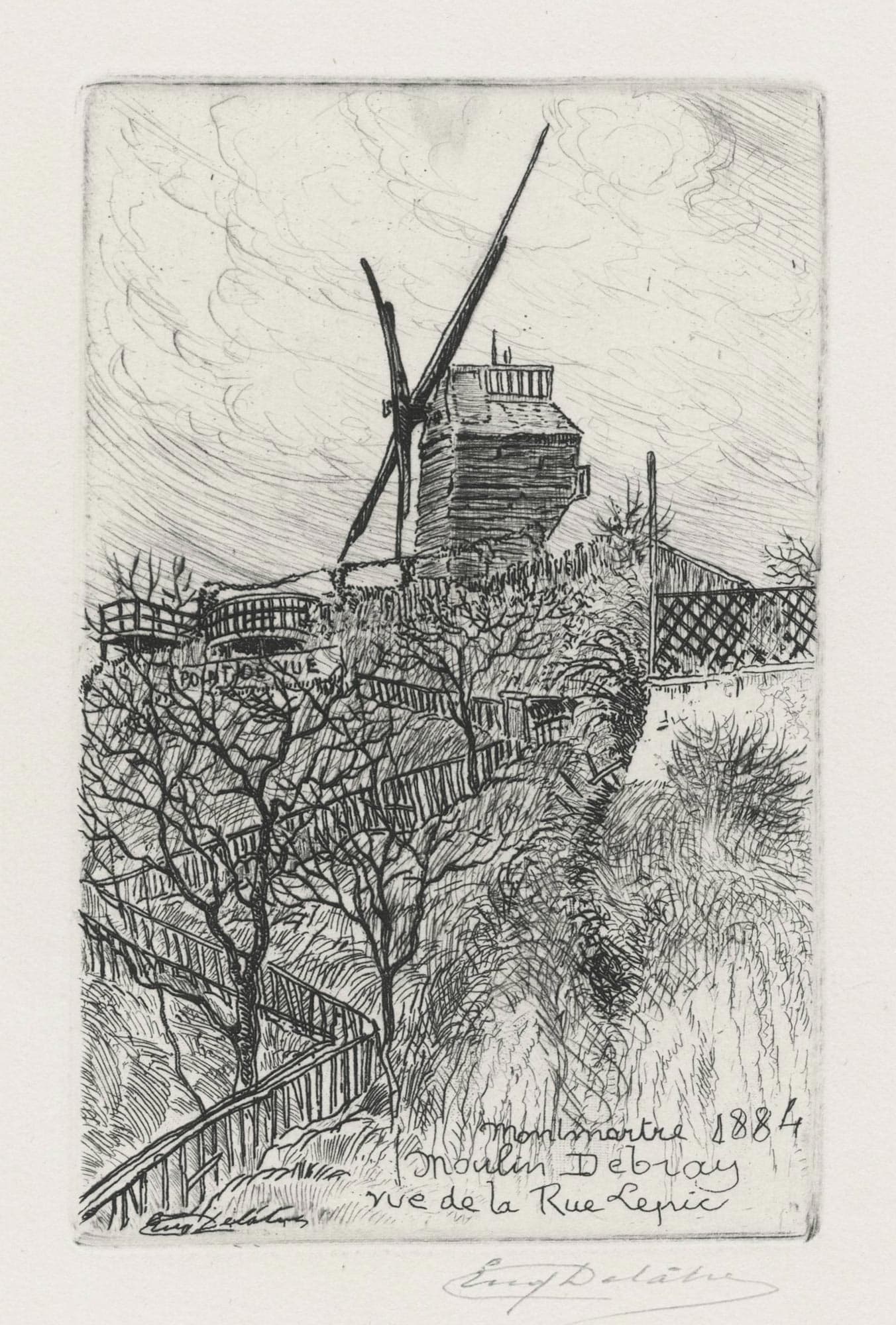 Le Moulin Debray, vue de la Rue Lepic (Montmartre)