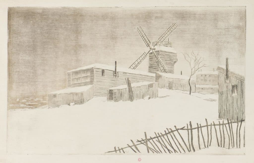 Guérard – Le Moulin de la Galette, effet de neige
