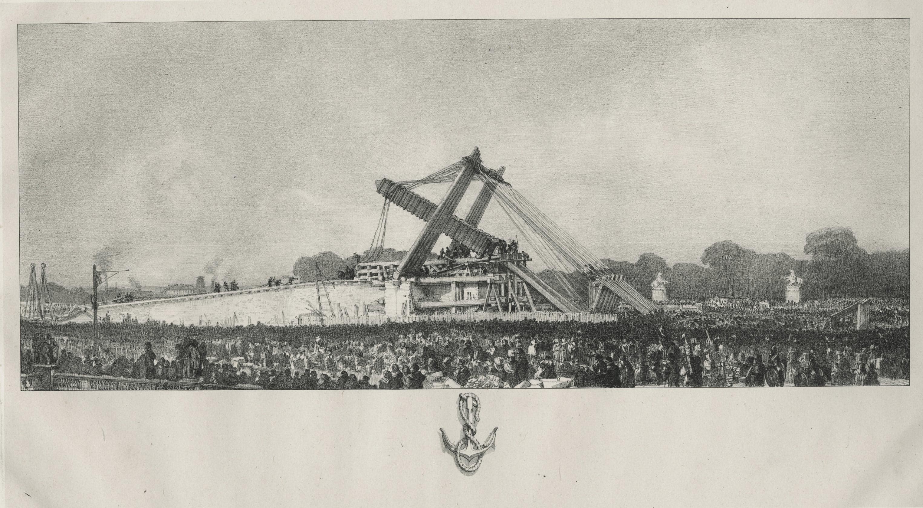 Érection de l’Obélisque de Louxor sur la place de la Concorde à Paris