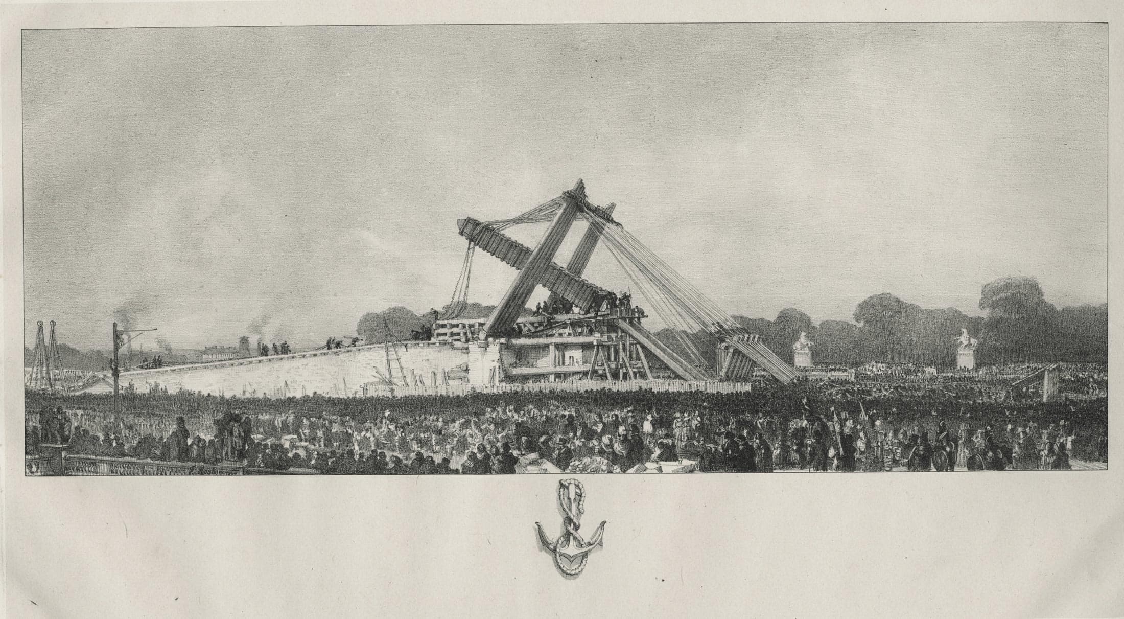 Erection of the Obelisk from Louxor on the Place de la Concorde in Paris