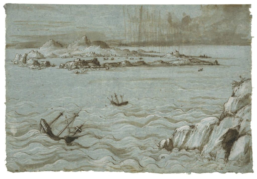 Cibo – Marine avec une île fortifiée en arrière-plan