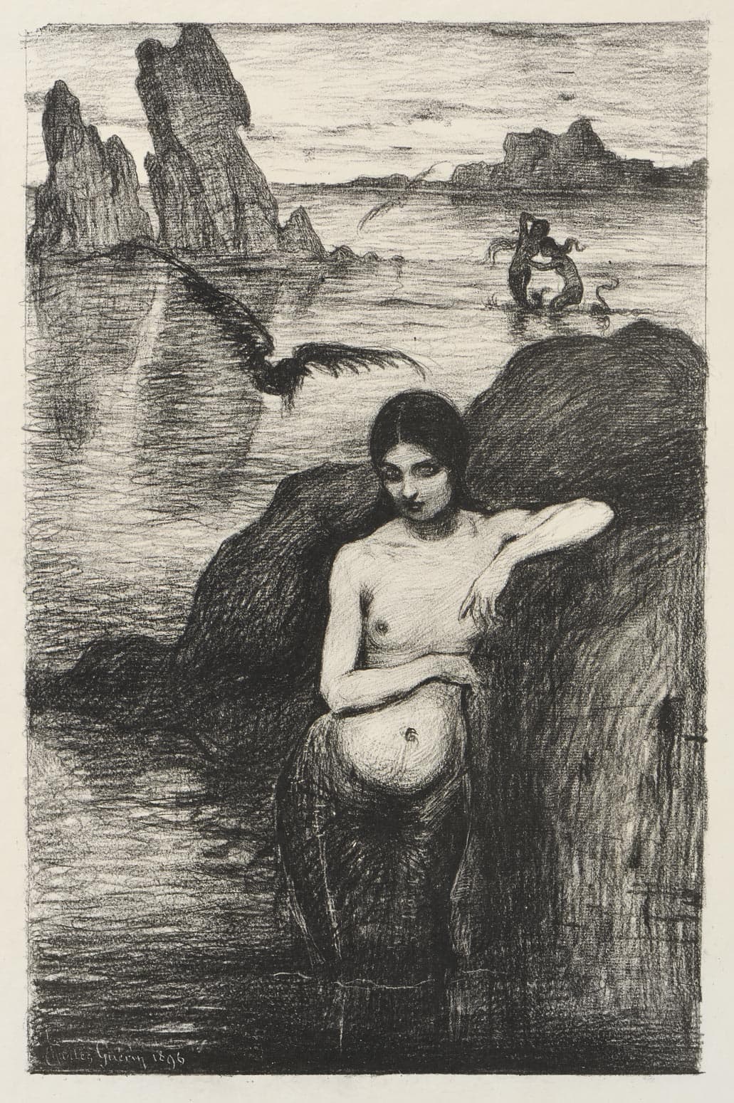 Mermaid leaning on a rock