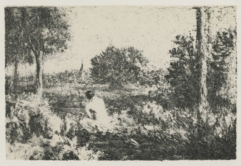 Roussel – Jeune femme assise au bord d’une rivière en île de France