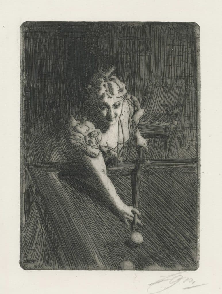 Zorn – Joueuse de billard (Mrs Emily Bartlett)