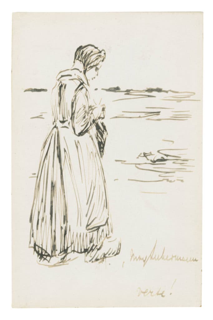 Liebermann – Bergère tricottant devant la mer