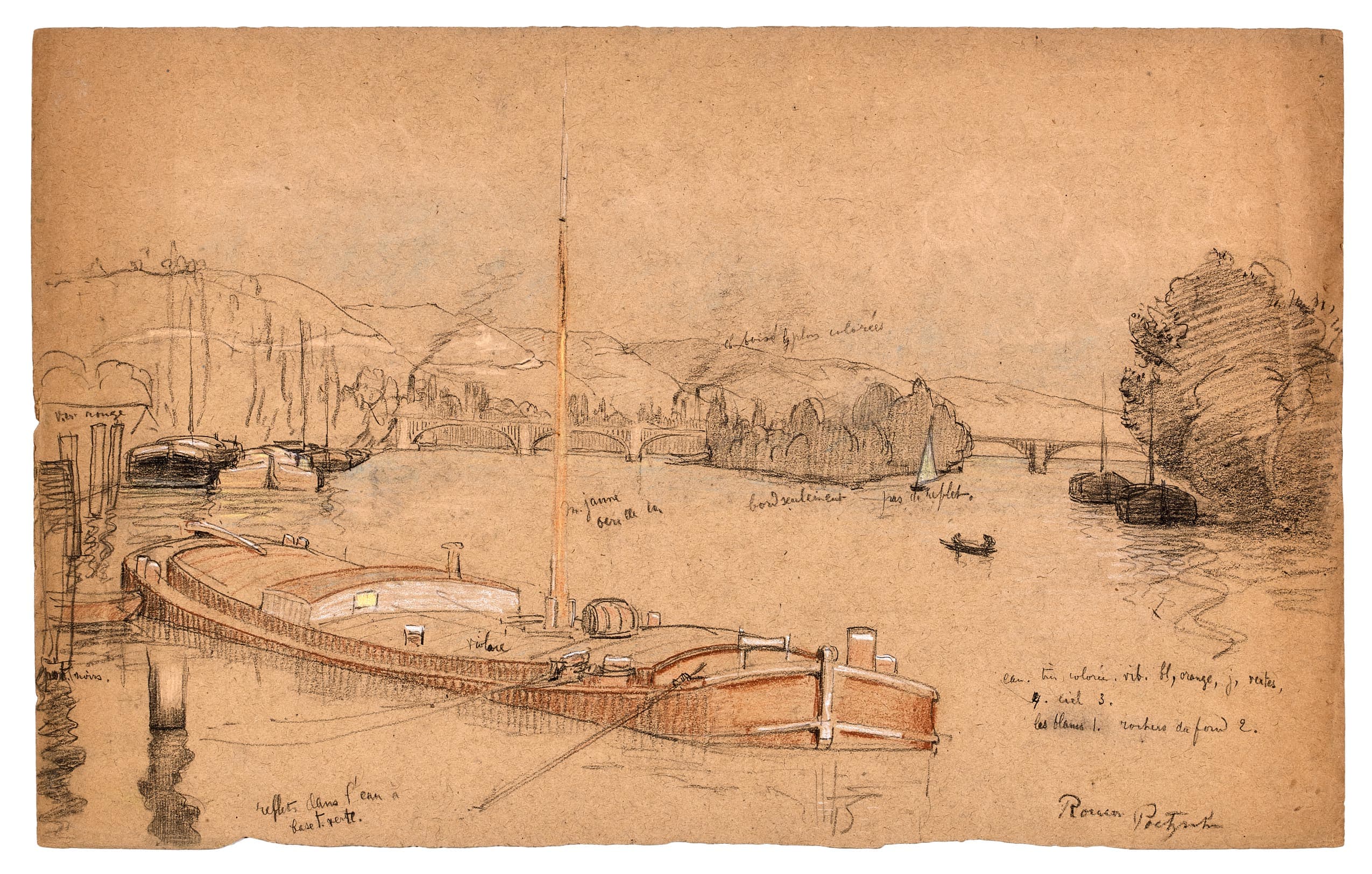 Péniches en bord de Seine, Rouen