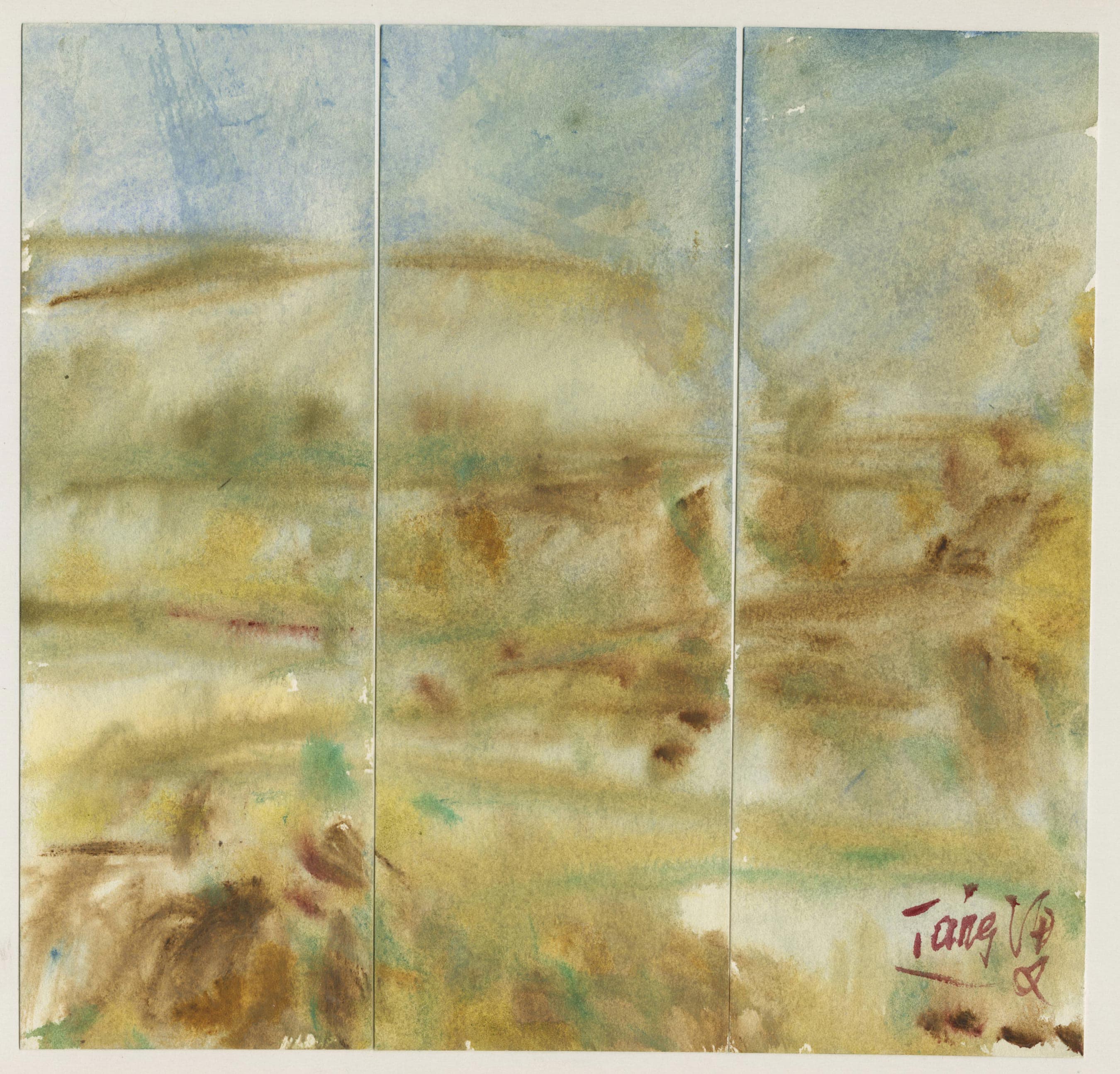 Composition en vert, bleu et brun