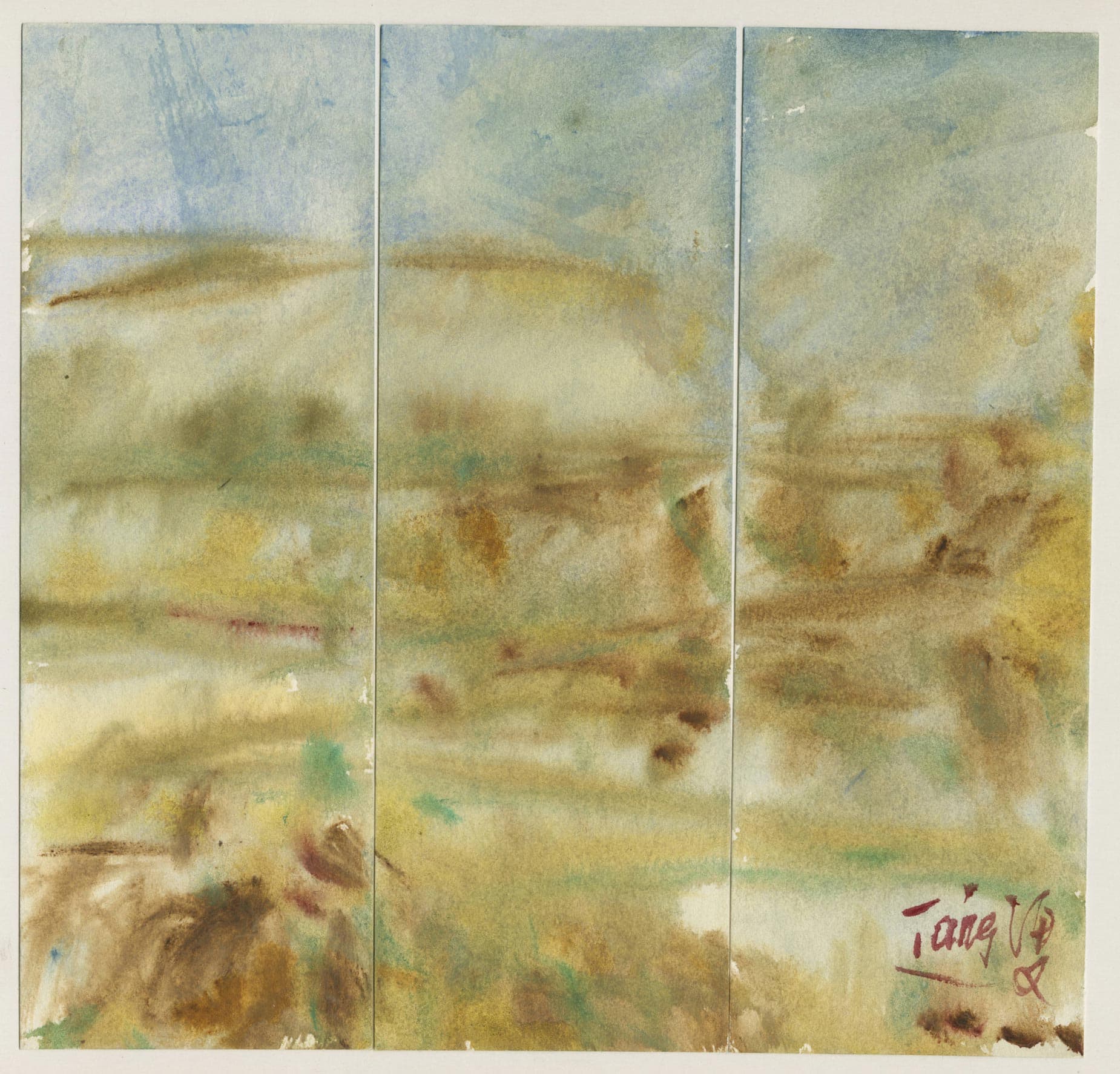 Composition on green, blue and brown