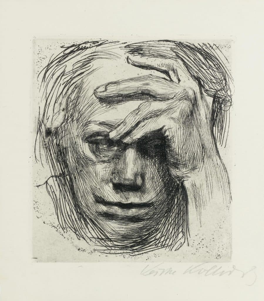 Kollwitz – Autoportrait, la main gauche au front