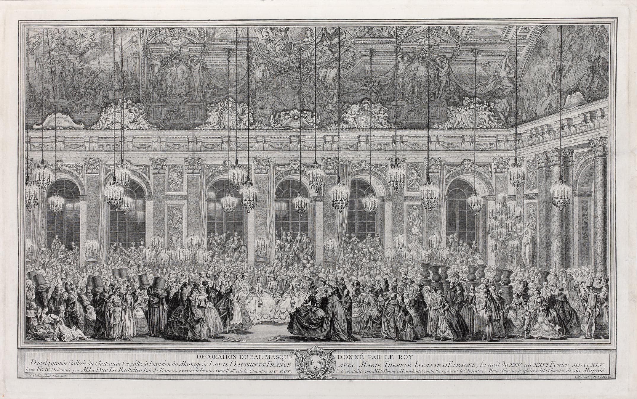 Decoration for the masked ball given by the king.. in Versailles for the wedding of Louis the heir apparent of France with Marie Thérèse infante of Spain the night of the 25th to 26th of February 1745