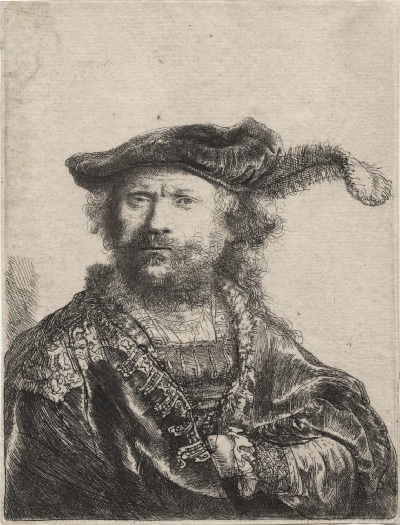 Rembrandt – Rembrandt au bonnet orné d’une plume