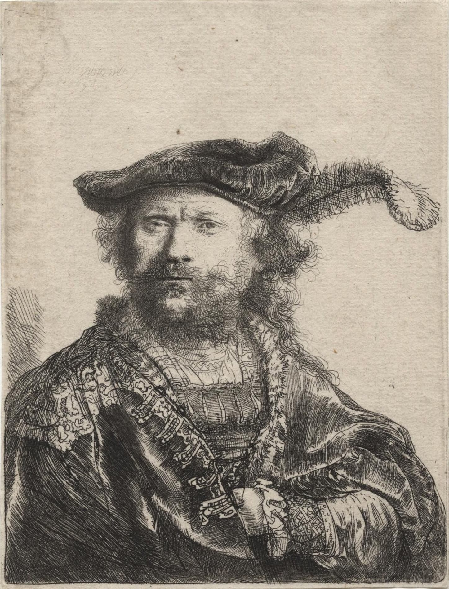 Rembrandt au bonnet orné d’une plume