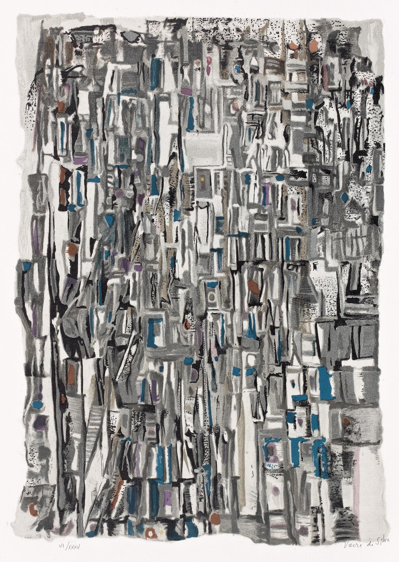 Sans titre (composition en gris, noir, bleu et marron)