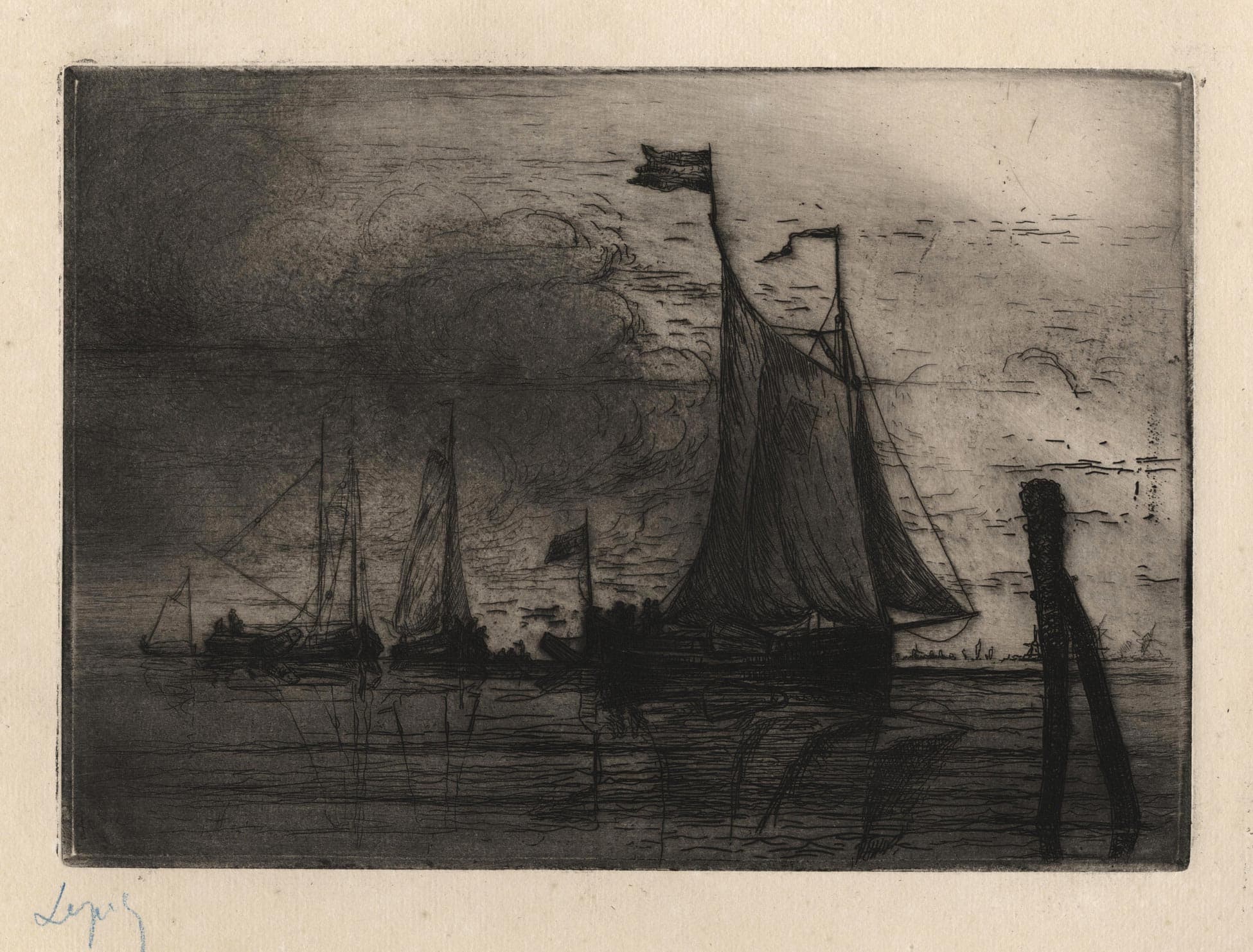 Sailing boat on a river in Holland