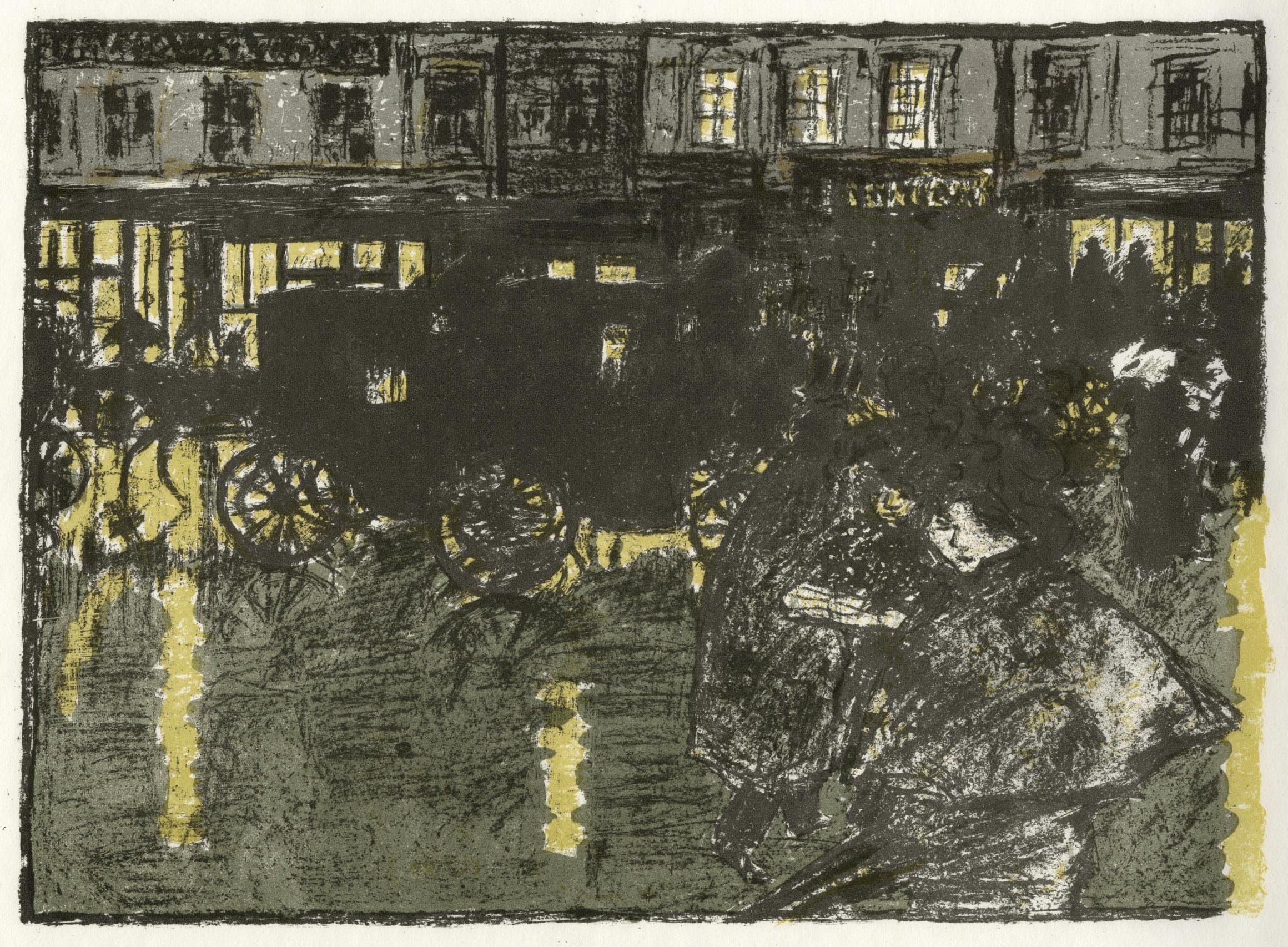 The street, the evening, under the rain