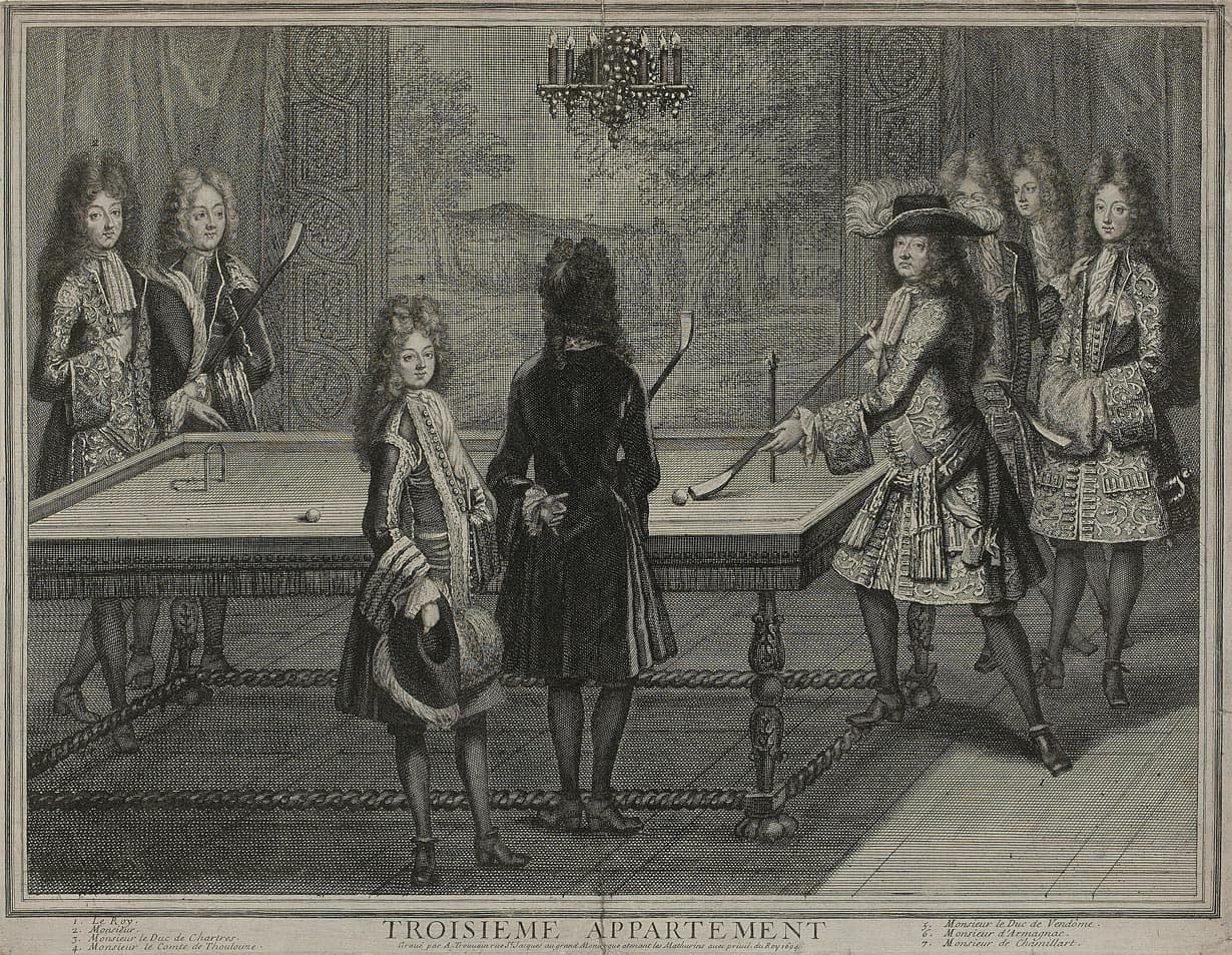 Troisième appartement (le billard) with le Roy, Monsieur, le duc de Chartres, le Comte de Toulouze, le duc de Vendôme, Monsieur d’Armagnac and Monsieur de Chamillart