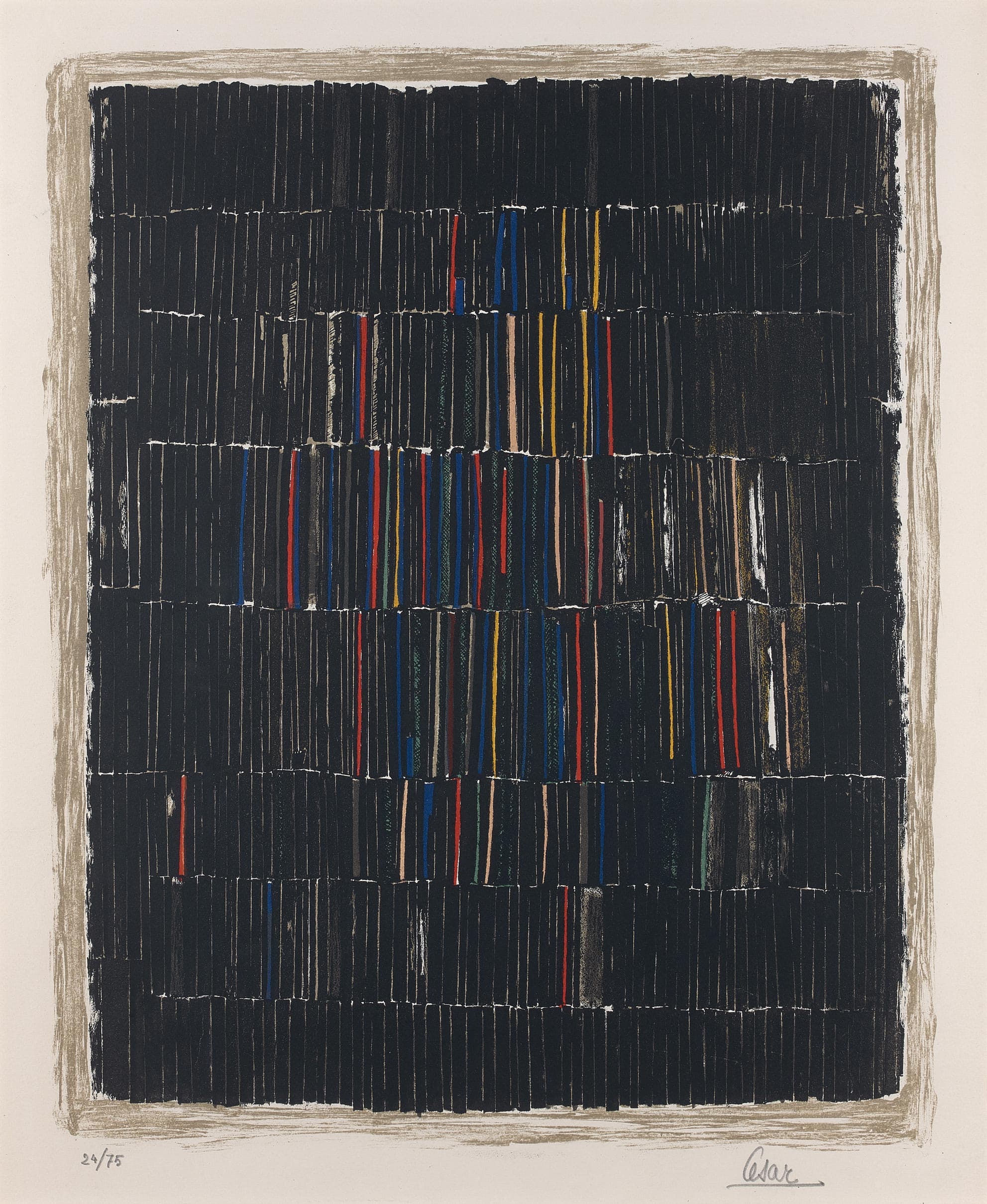 Sans titre (composition à dominante noire avec bleu, rouge et vert)