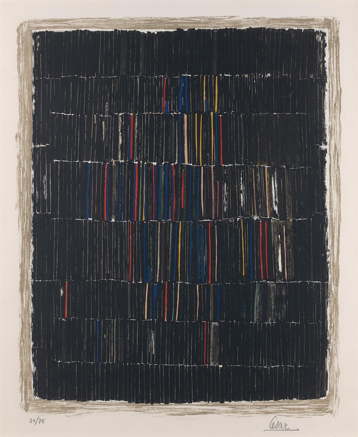 Sans titre (composition à dominante noire avec bleu, rouge et vert)