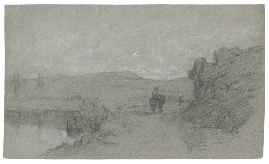 Appian – Ane monté cheminant le long d’un étang